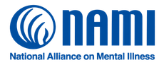 NAMI logo with blue stylized figure and “National Alliance on Mental Illness” text
