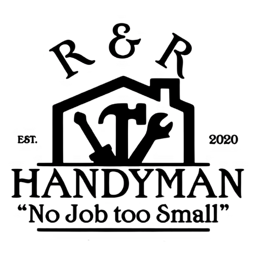 R & R Handyman logo with house and tools, “Est. 2020” and slogan “No Job too Small”