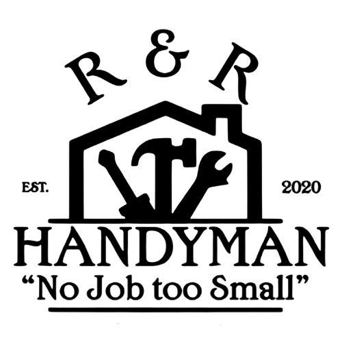 R & R Handyman logo with house, tools, “EST. 2020,” and slogan “No Job too Small”