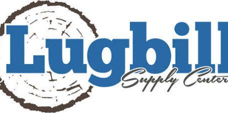 Lugbill Supply Center logo in blue and brown with rustic wood-circle design