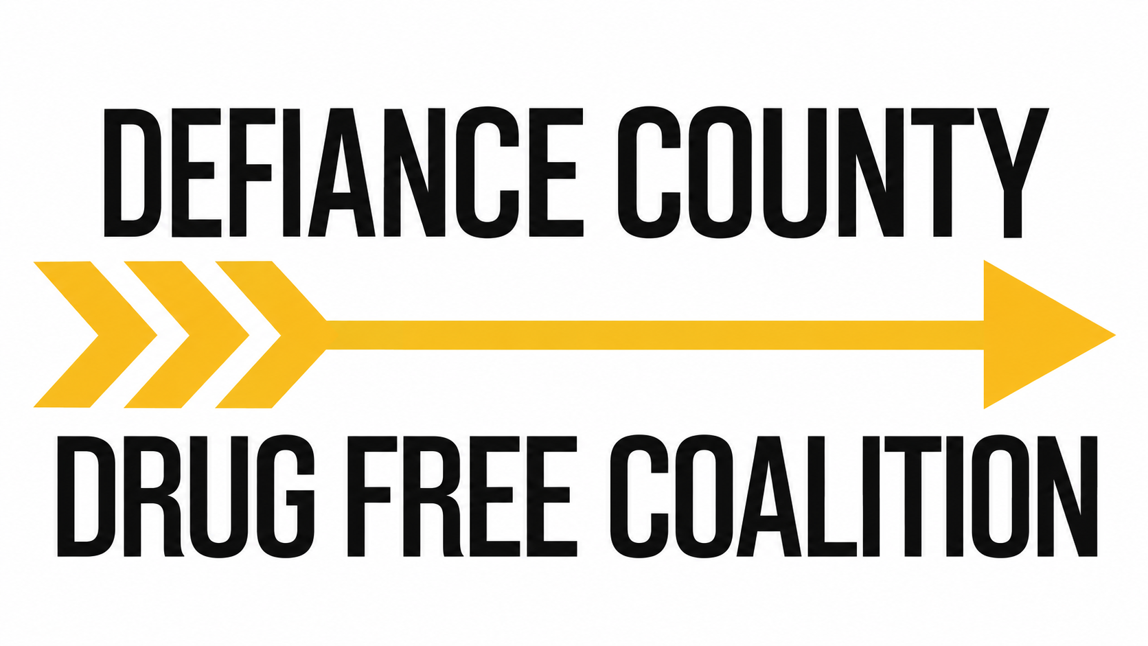 Defiance County Drug Free Coalition logo with yellow arrow on white background