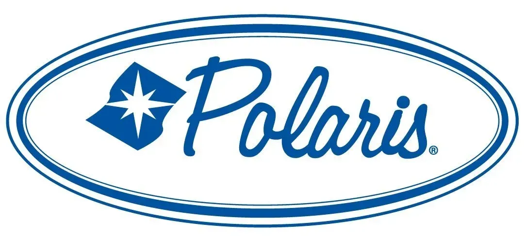 Polaris logo in blue inside an oval border