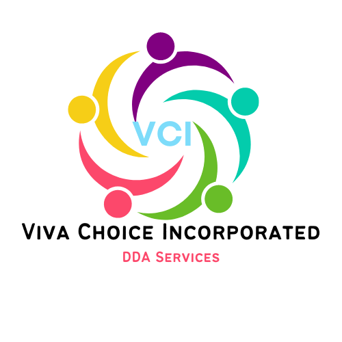 A colorful logo for viva choice incorporated dda services