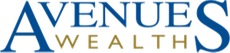 Avenues Wealth logo in blue and gold text on a white background