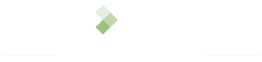 Green diamond-shaped logo made of four translucent squares on a white background