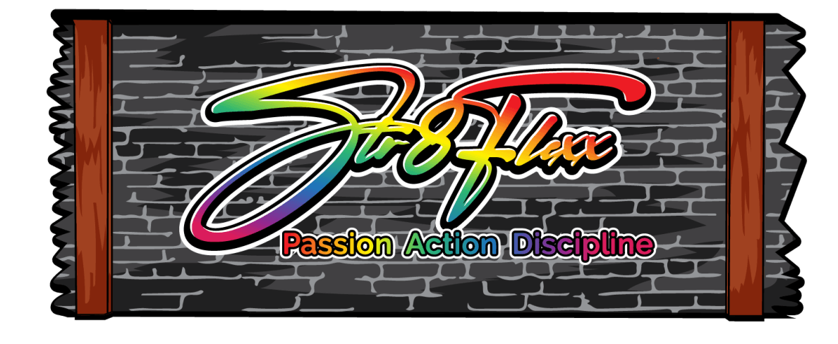 A brick wall with a colorful logo on it.
