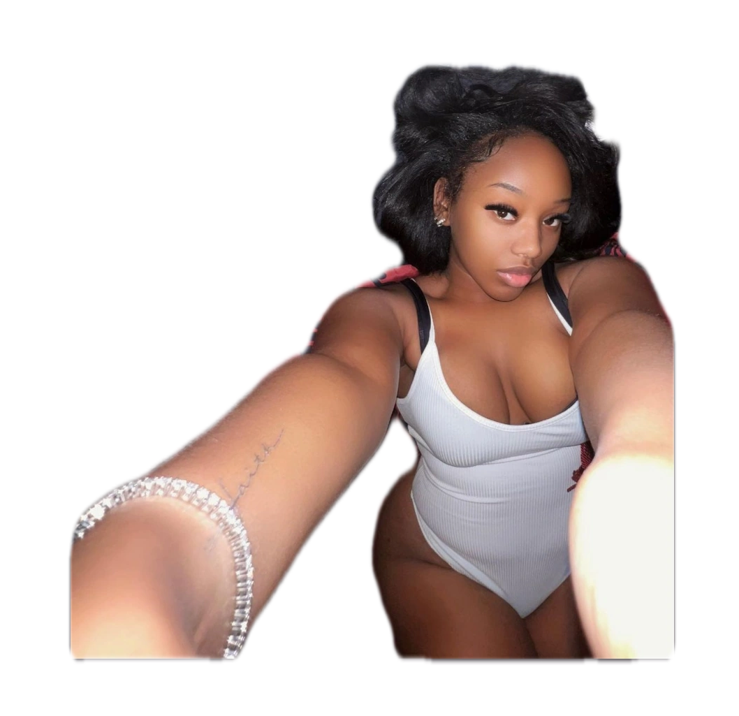 A woman in a white bodysuit is taking a selfie