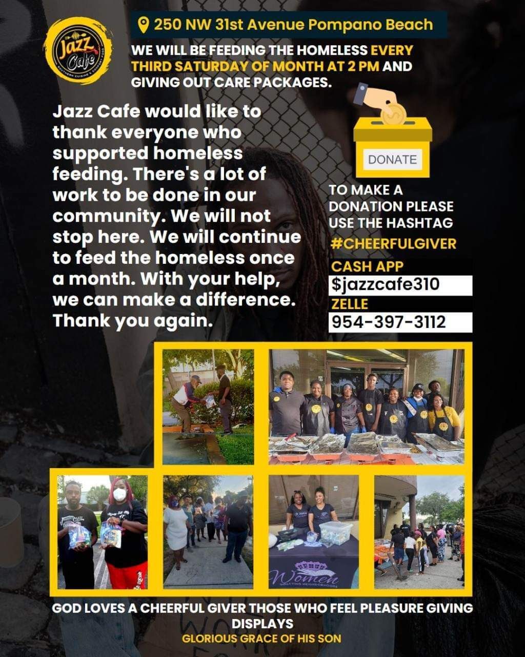 A flyer for jazz cafe asking for donations