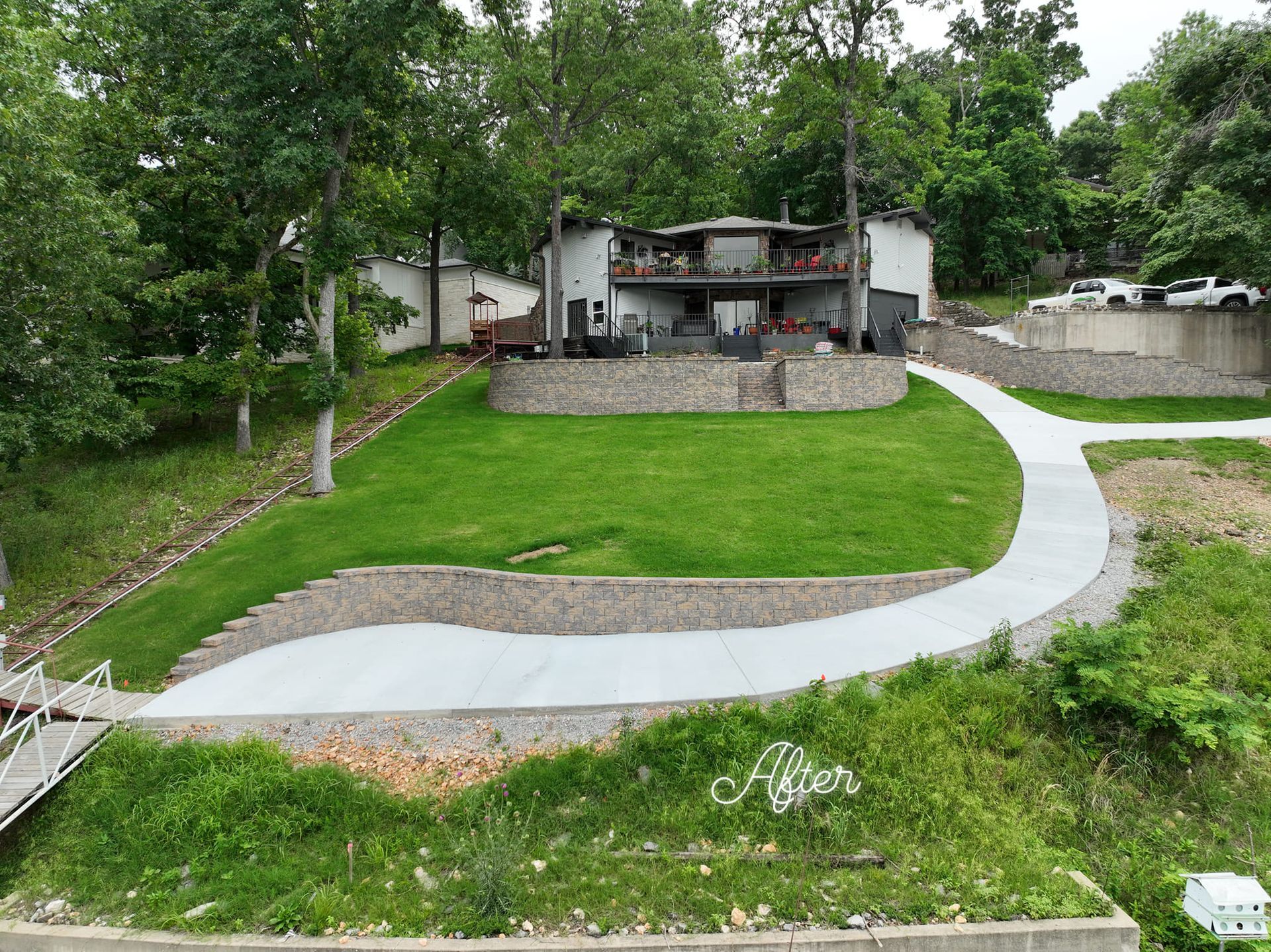 Retaining wall and drainage system in Ketchum OK