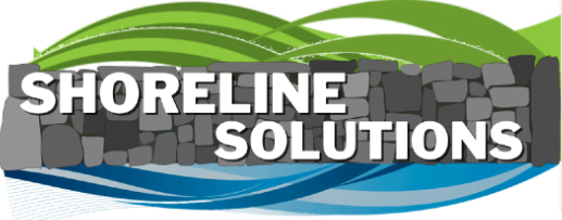 The logo for shoreline solutions shows a brick wall and waves.