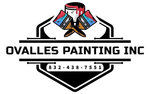 Ovalles Painting Inc logo with crossed paintbrushes and paint cans in black, red, and blue