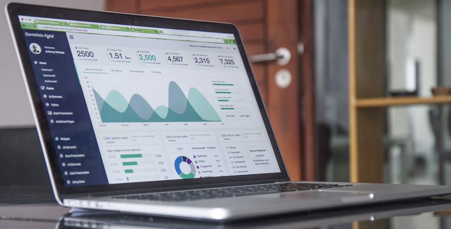laptop with financials