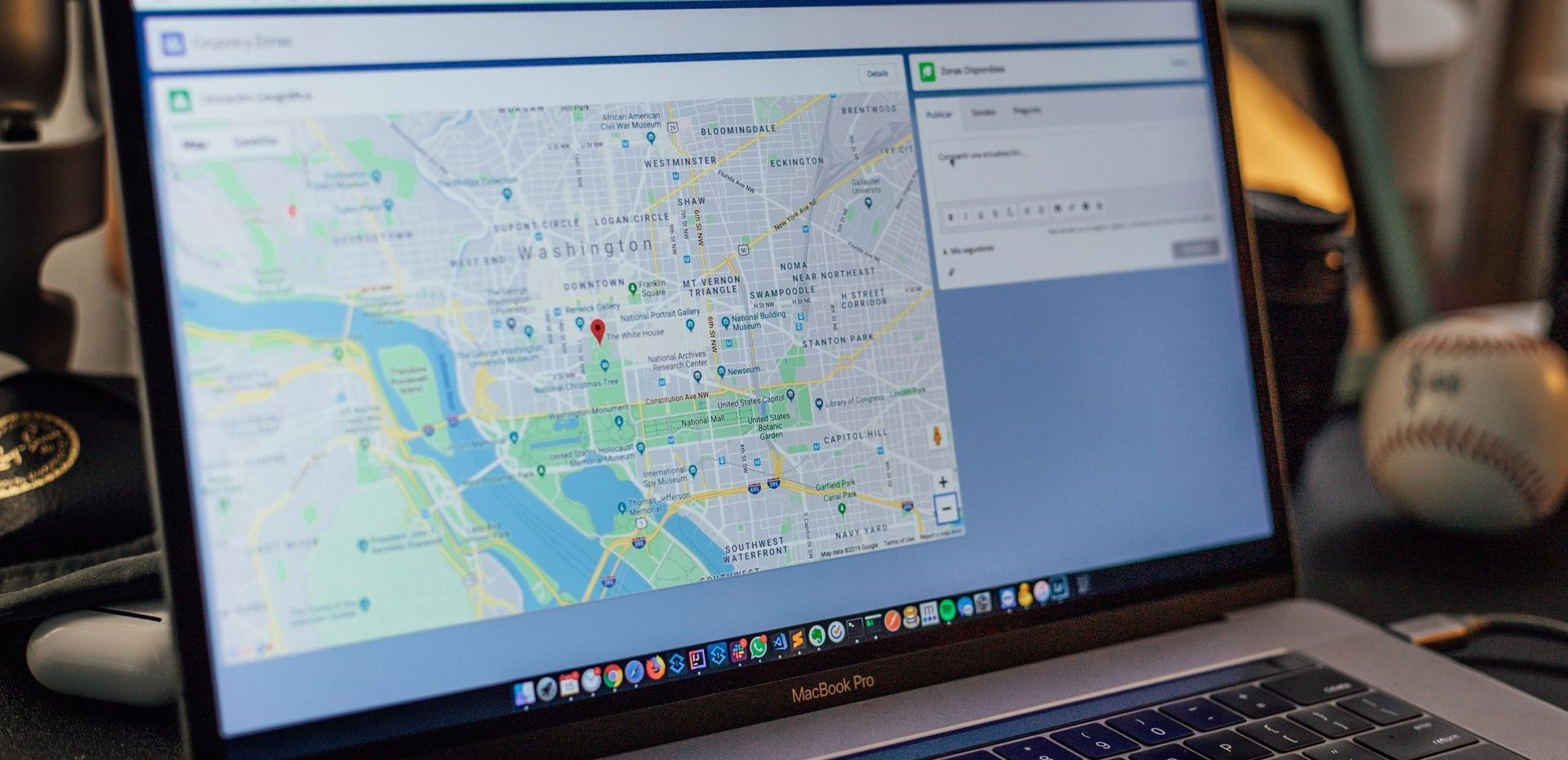 map on a laptop