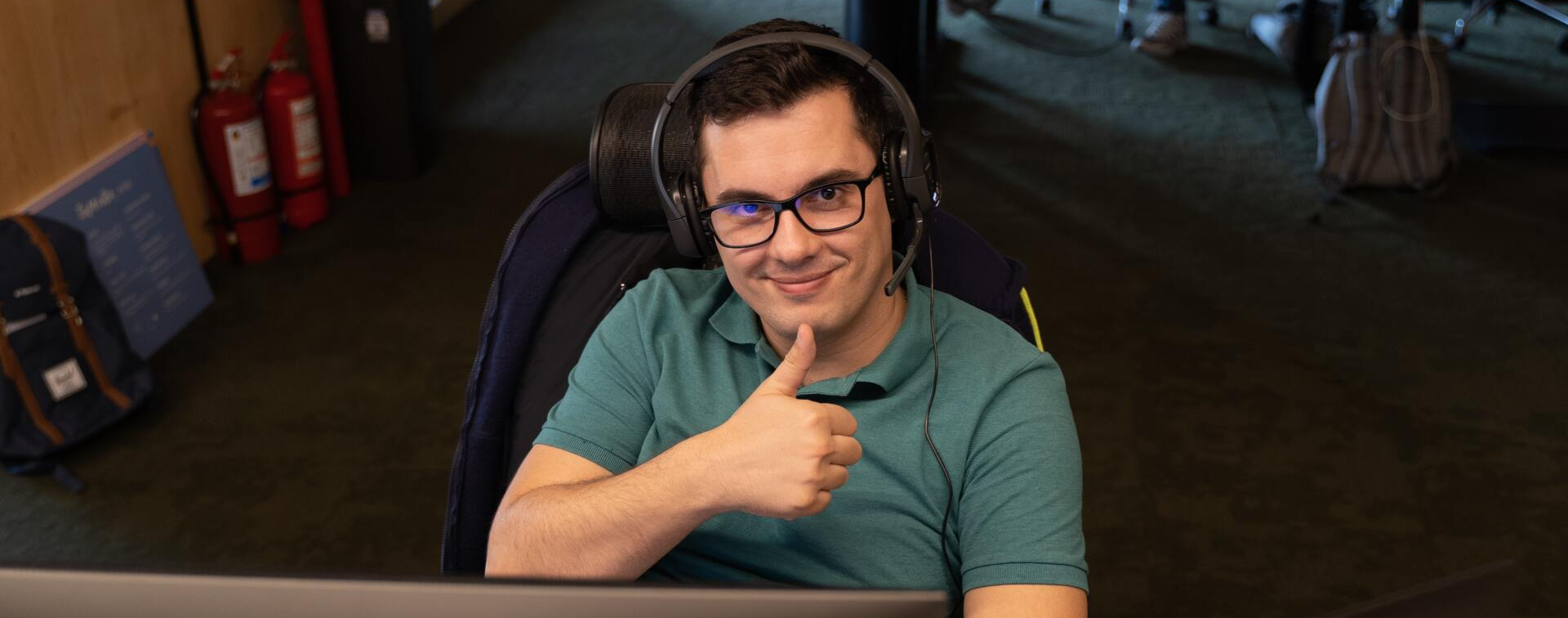 man giving a thumbs up