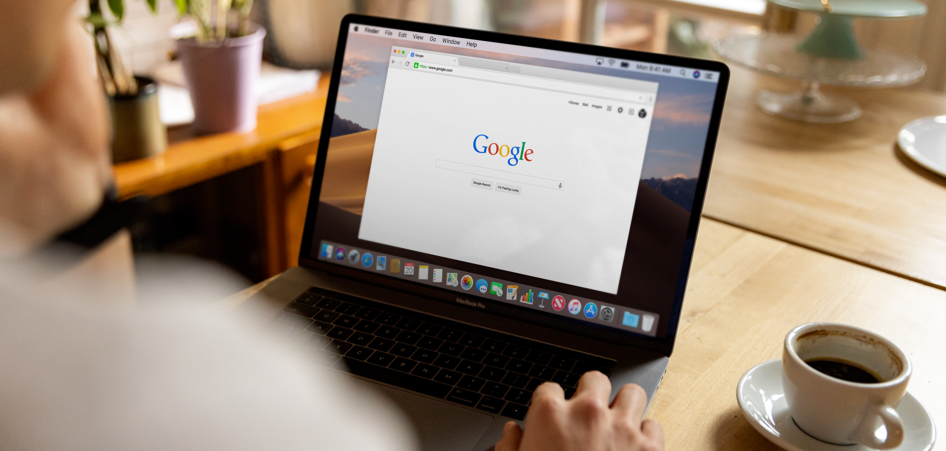 person doing a google search