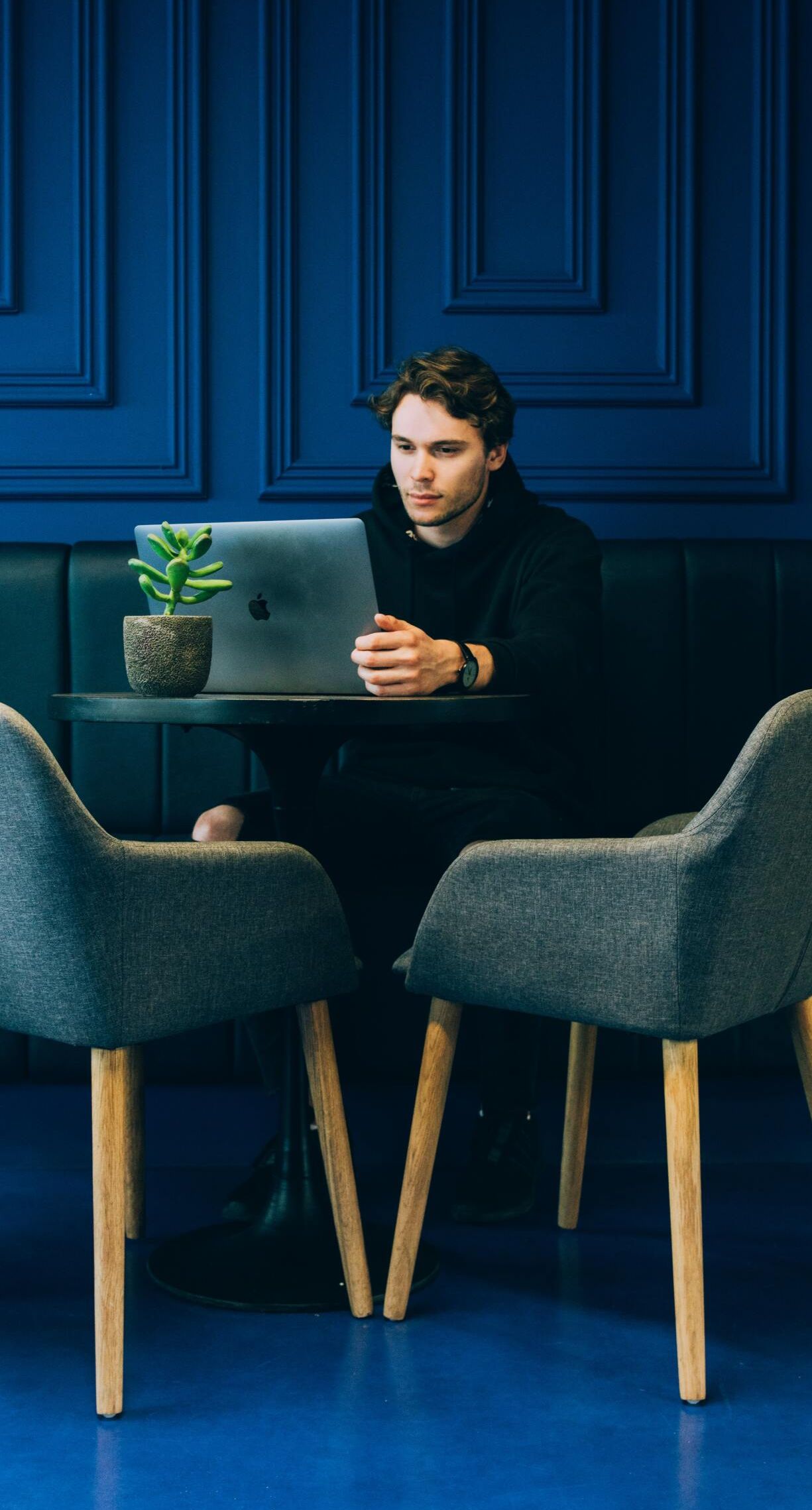 man on computer