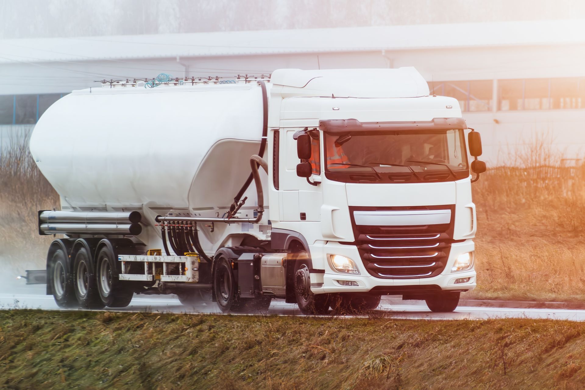 A white semi truck