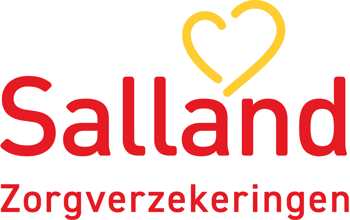 Salland Zorgverzekeringen logo in red with a yellow heart icon