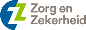 Logo for Zorg en Zekerheid with blue and green stylized Z and gray text