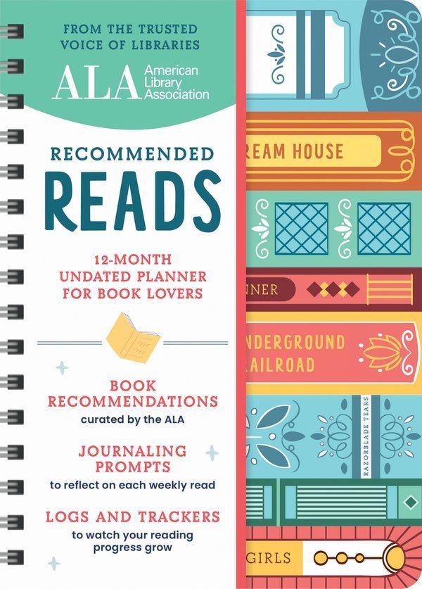 ALA “Recommended Reads” poster with colorful stacked book spines on the right and text on the left.