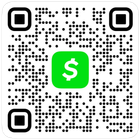 Square QR code with a green Cash App dollar icon in the center