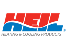 Full Time Heating & Cooling | a heil heating and cooling logo with a white background