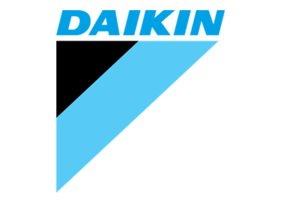 Full Time Heating & Cooling | A blue and black daikin logo on a white background
