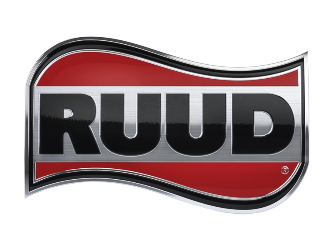 Full Time Heating & Cooling | A red and black logo for ruud on a white background