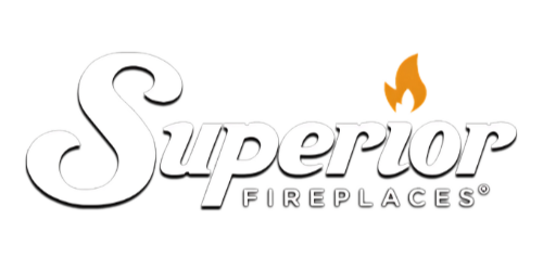 Full Time Heating & Cooling | A logo for superior fireplaces with a fire coming out of it.