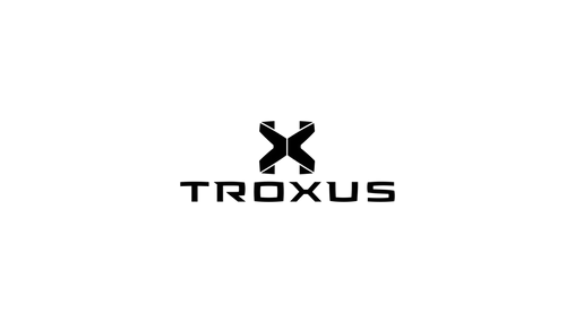 A black and white logo for troxus on a white background.