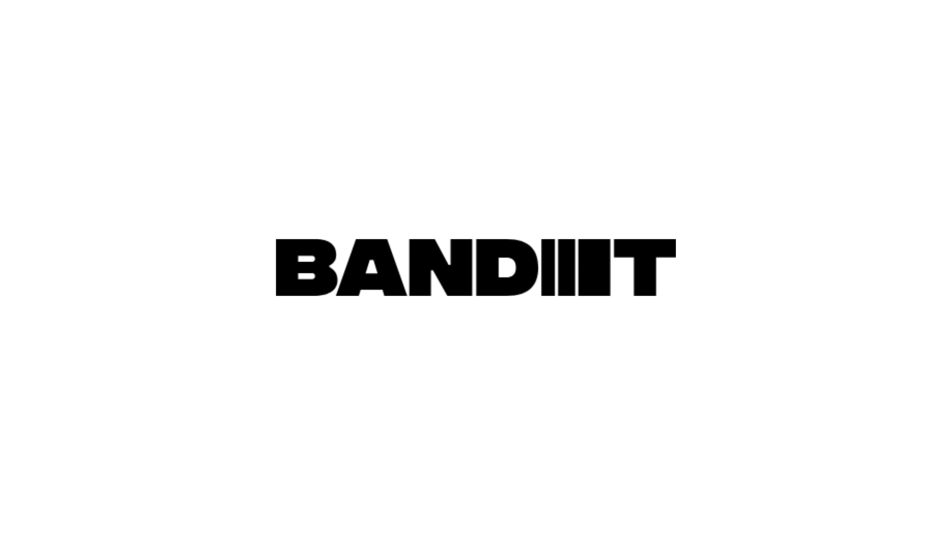 A black and white logo for bandit on a white background.
