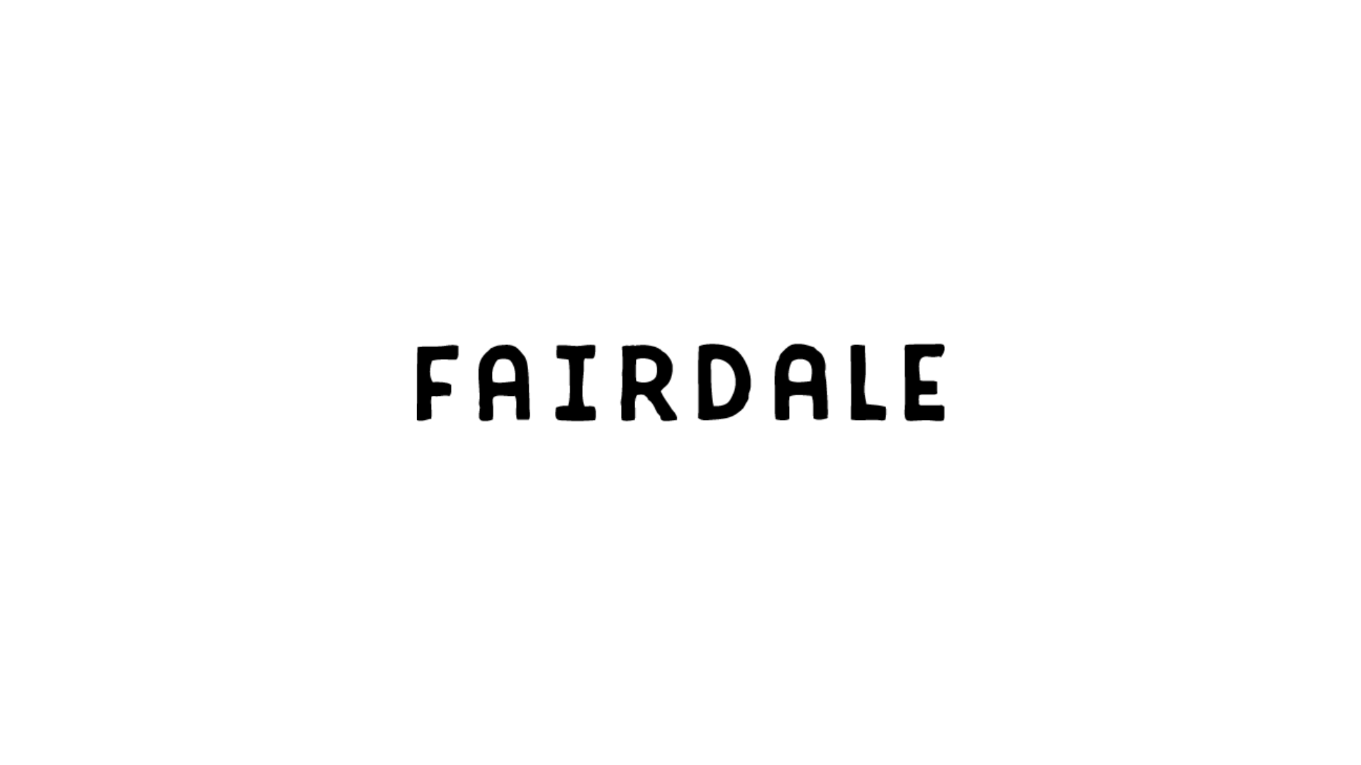A black and white logo for fairdale on a white background.