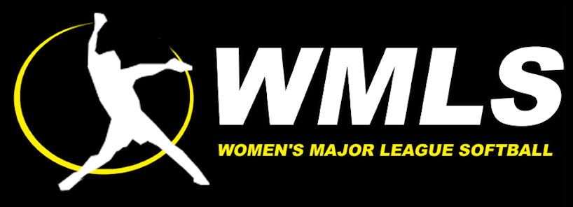 Logo for Women’s Major League Softball, featuring a white softball player silhouette inside a yellow circle next to text.