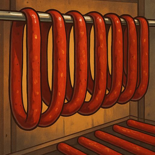 Beef Sticks drying rack close-up