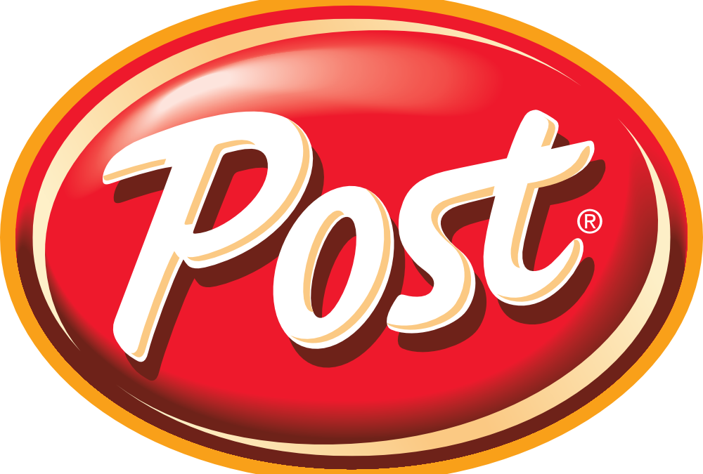 A red and white post logo on a white background