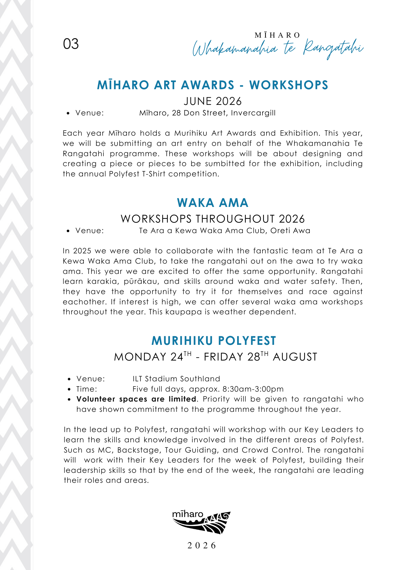 Whakamanahia Te Rangatahi programme overview