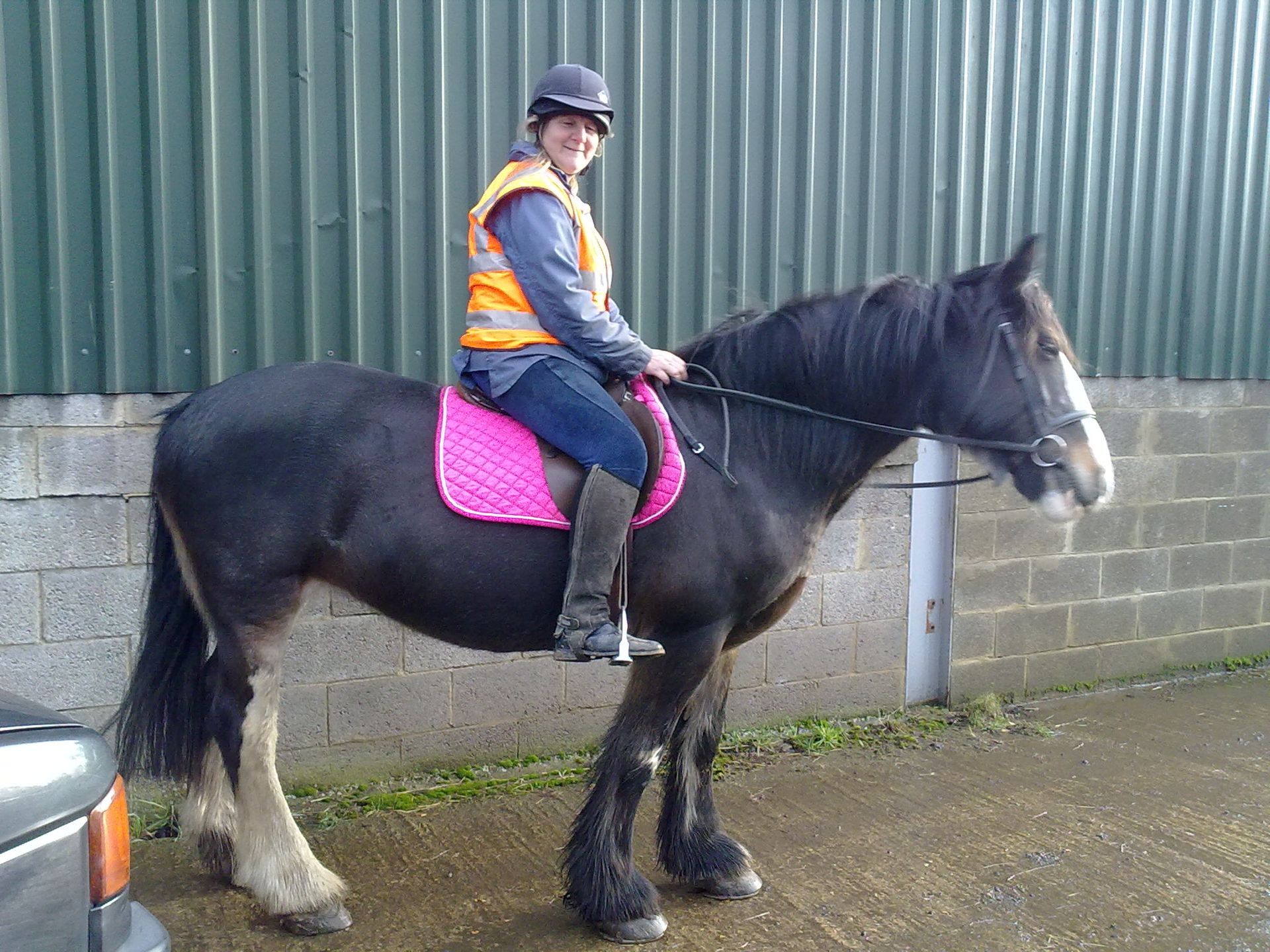Lorraine on Dolly smiling and happy after a hack