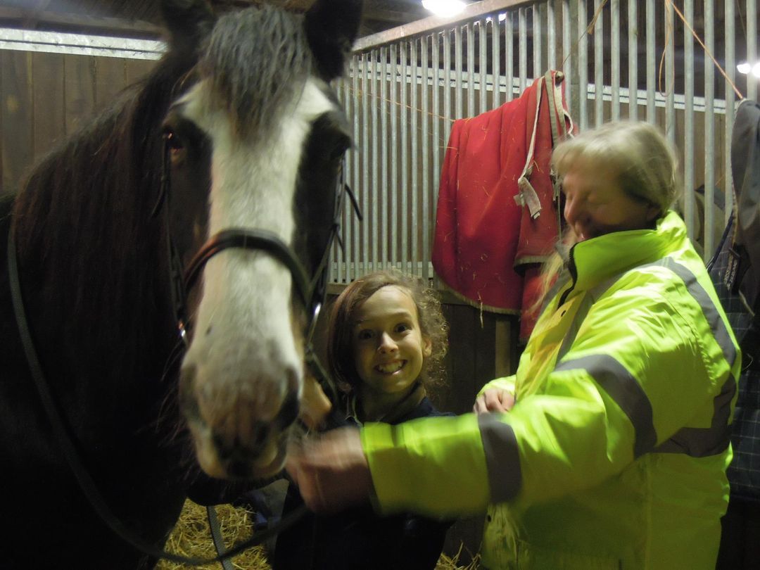 Dolly, Elise and Myself in the stable . What a tiny girl for my horse.