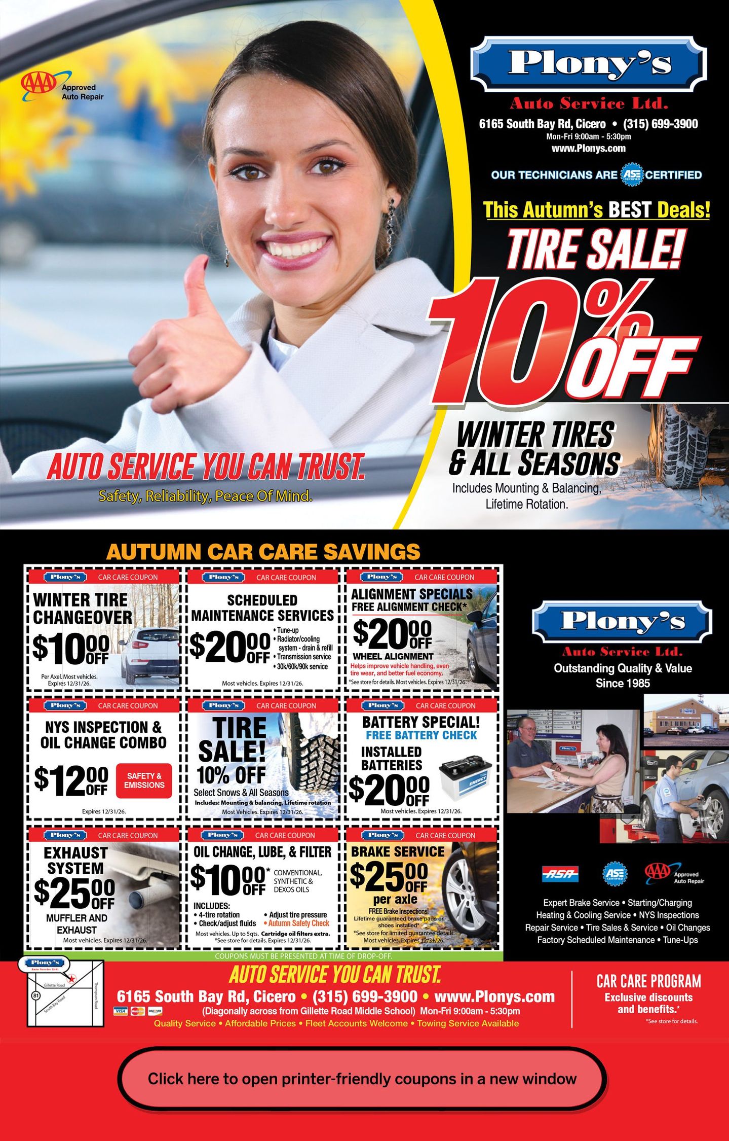 Coupons | Plony's Auto Service Ltd.