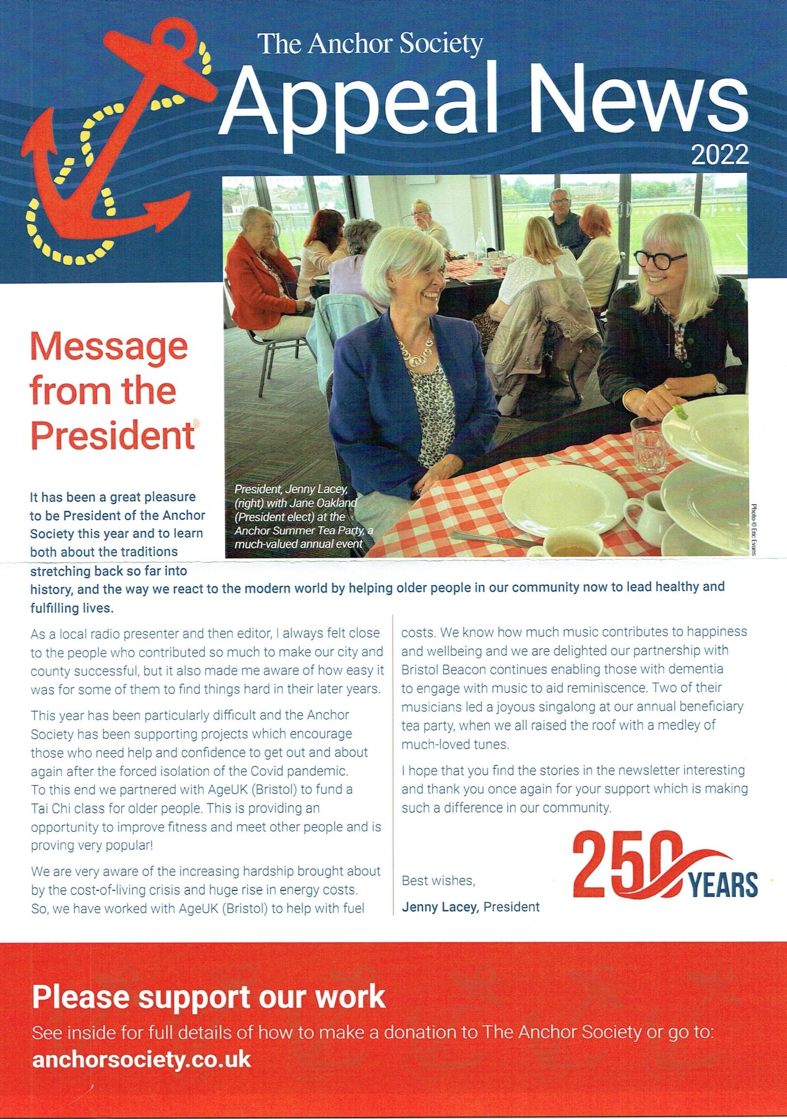 The Anchor Society Bristol | An appeal news magazine with a picture of people sitting at a table
