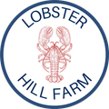 Lobster Hill Farm logo: red lobster illustration within a blue-bordered circle, with "LOBSTER" and "HILL FARM" in blue text.