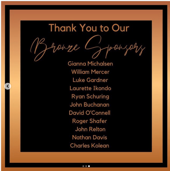 A sign that says thank you to our bronze sponsors
