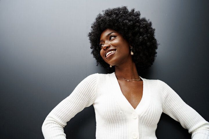 Black woman with healthy natural hair style