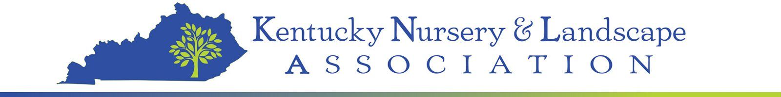 Kentucky Nursery & Landscape Association logo with blue tree and green leaf on a white background