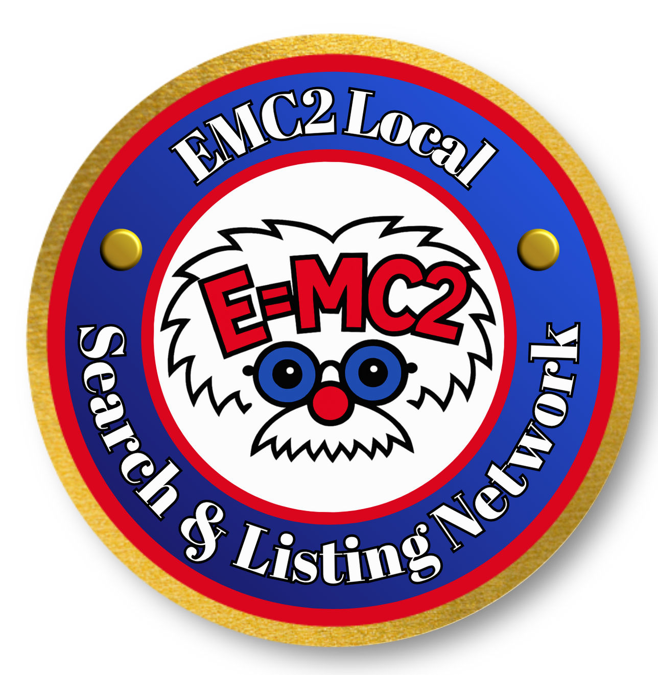 EMC2 Family of Webbies logo: red sunburst, blue ring, cartoon face, and “Proud Partner” text