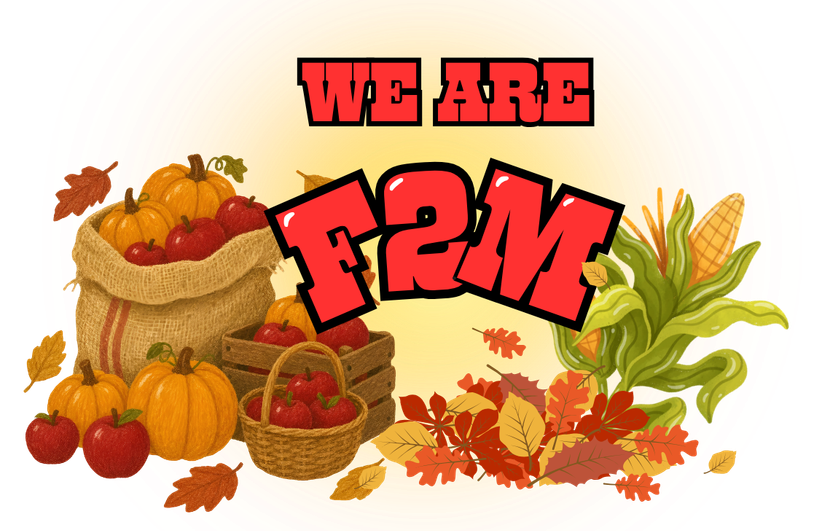 Red arched text on white background reading “WE ARE FEM!”