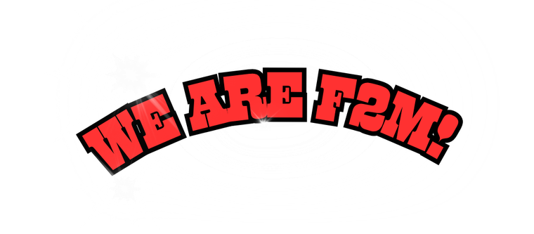 Red arched text on white background reading “WE ARE FEM!”