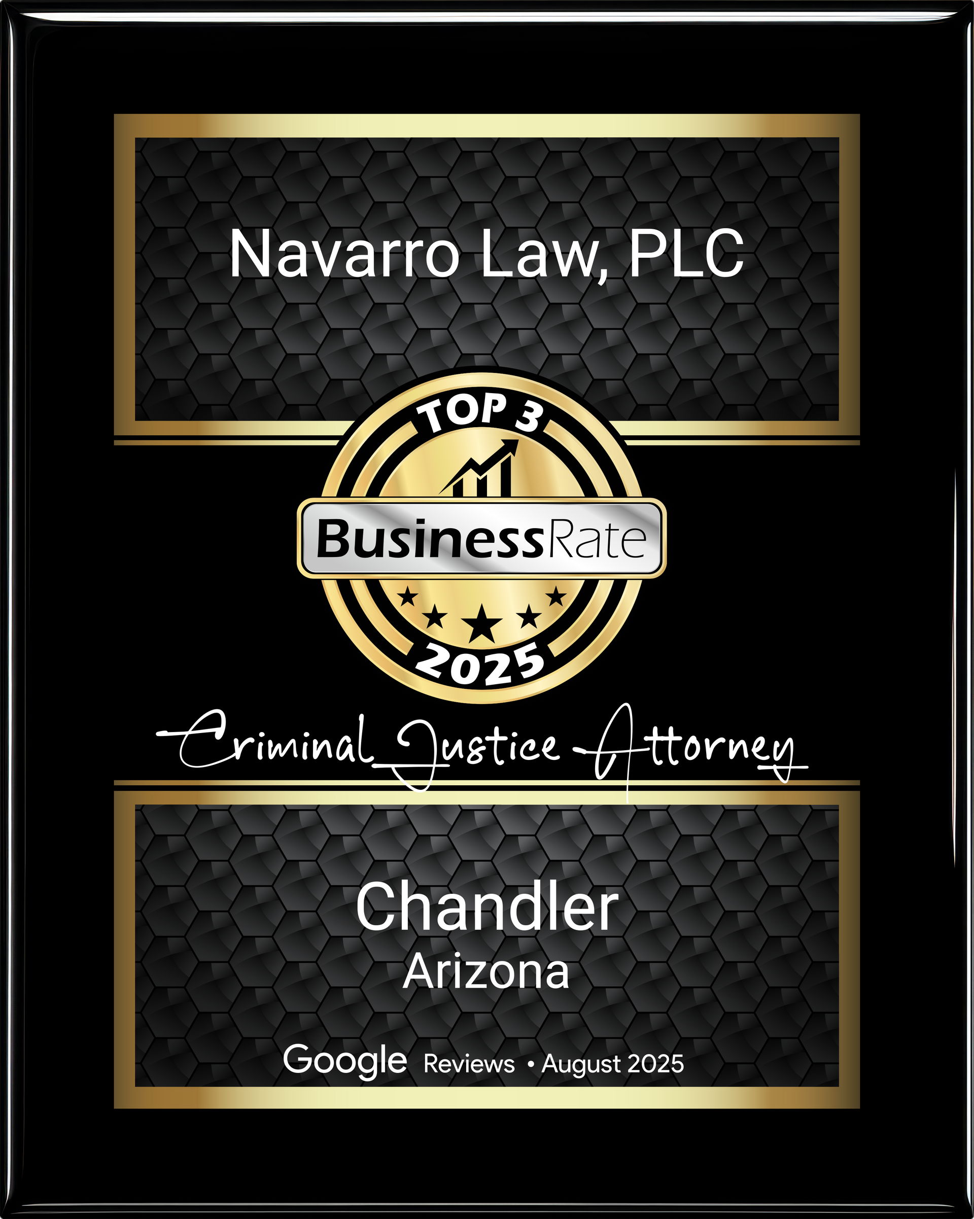 Navarro Law, PLC Top 3 Business Rate 2025 badge