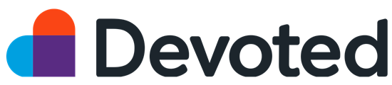The word devoted is on a white background.