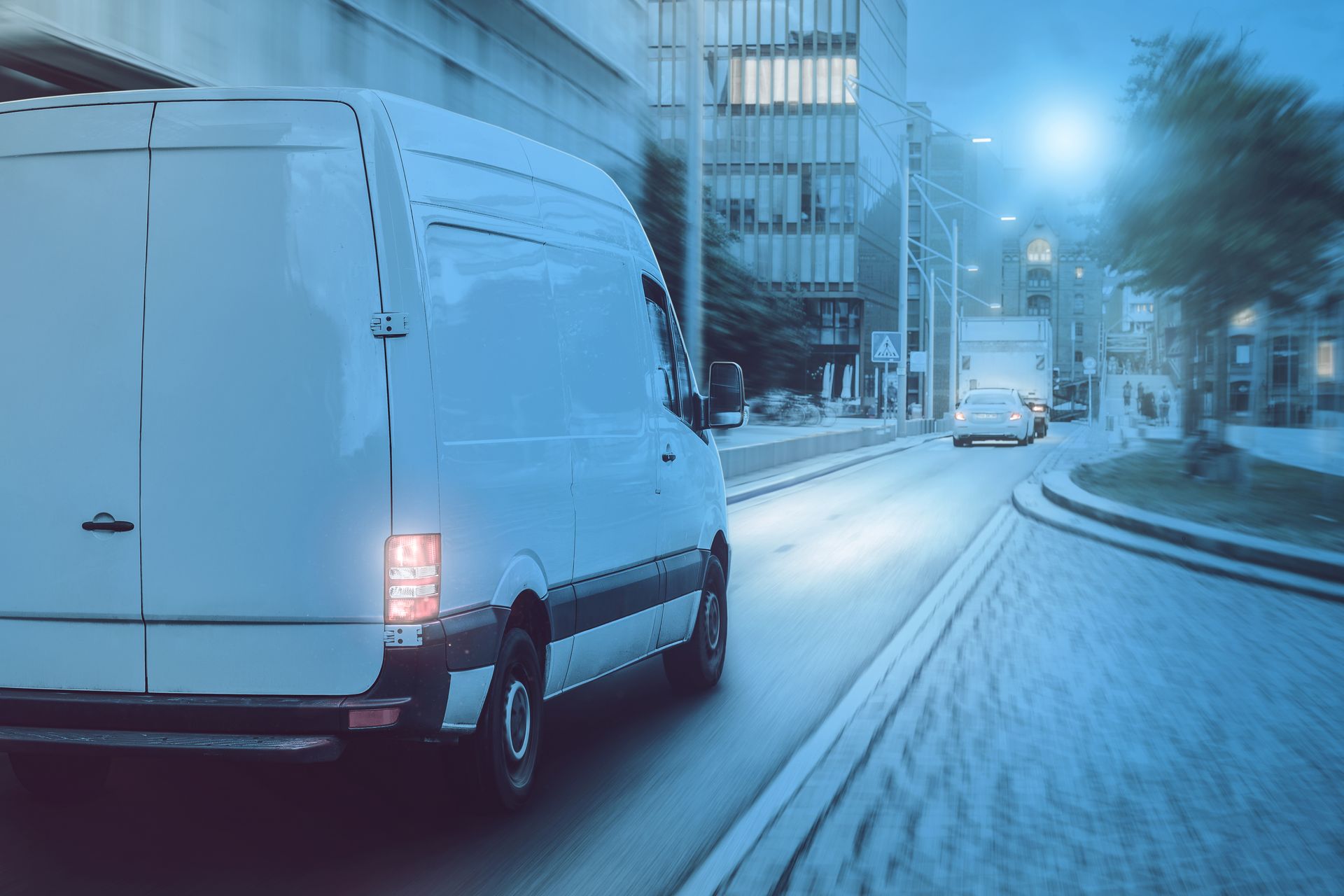 Delivery van at night